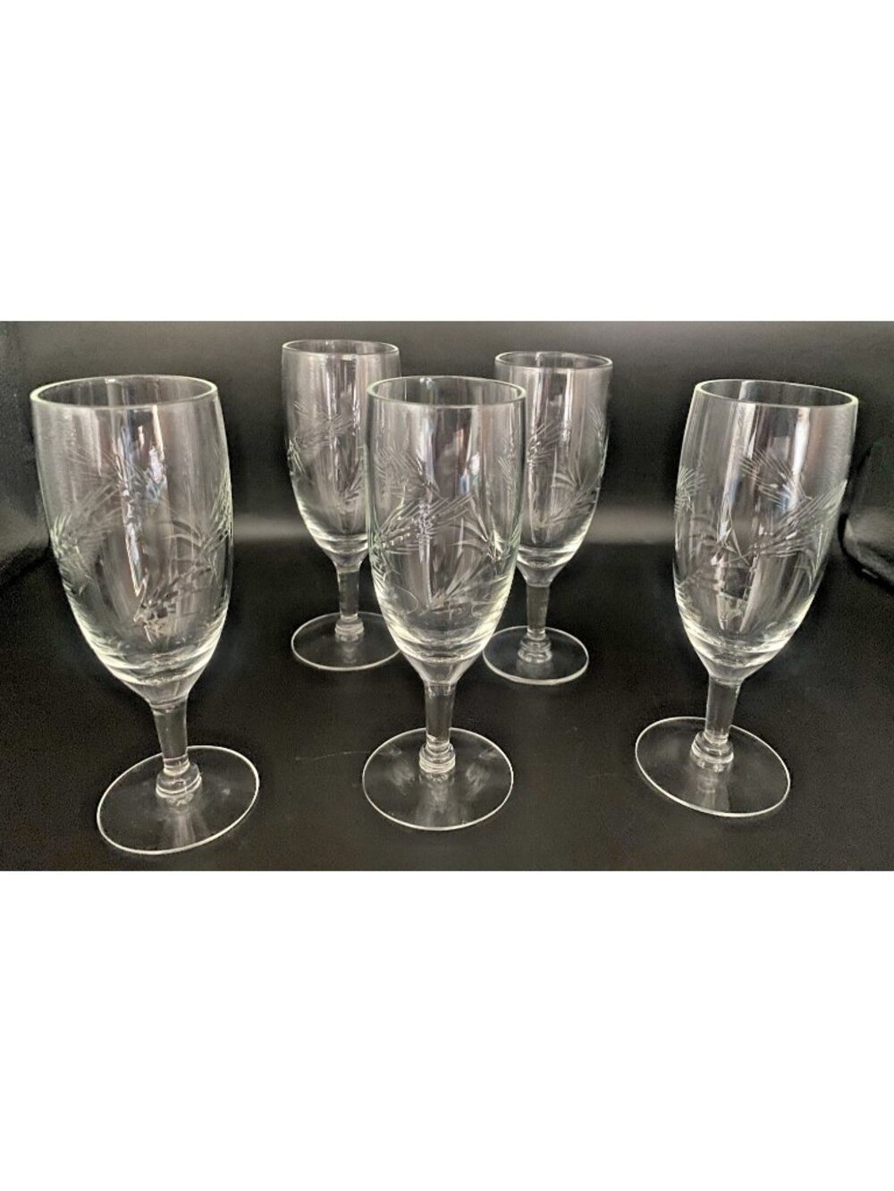 Vintage Wheat Whiskey Sour Juice Glasses Set Of 5 MCM Blown Glass Barware